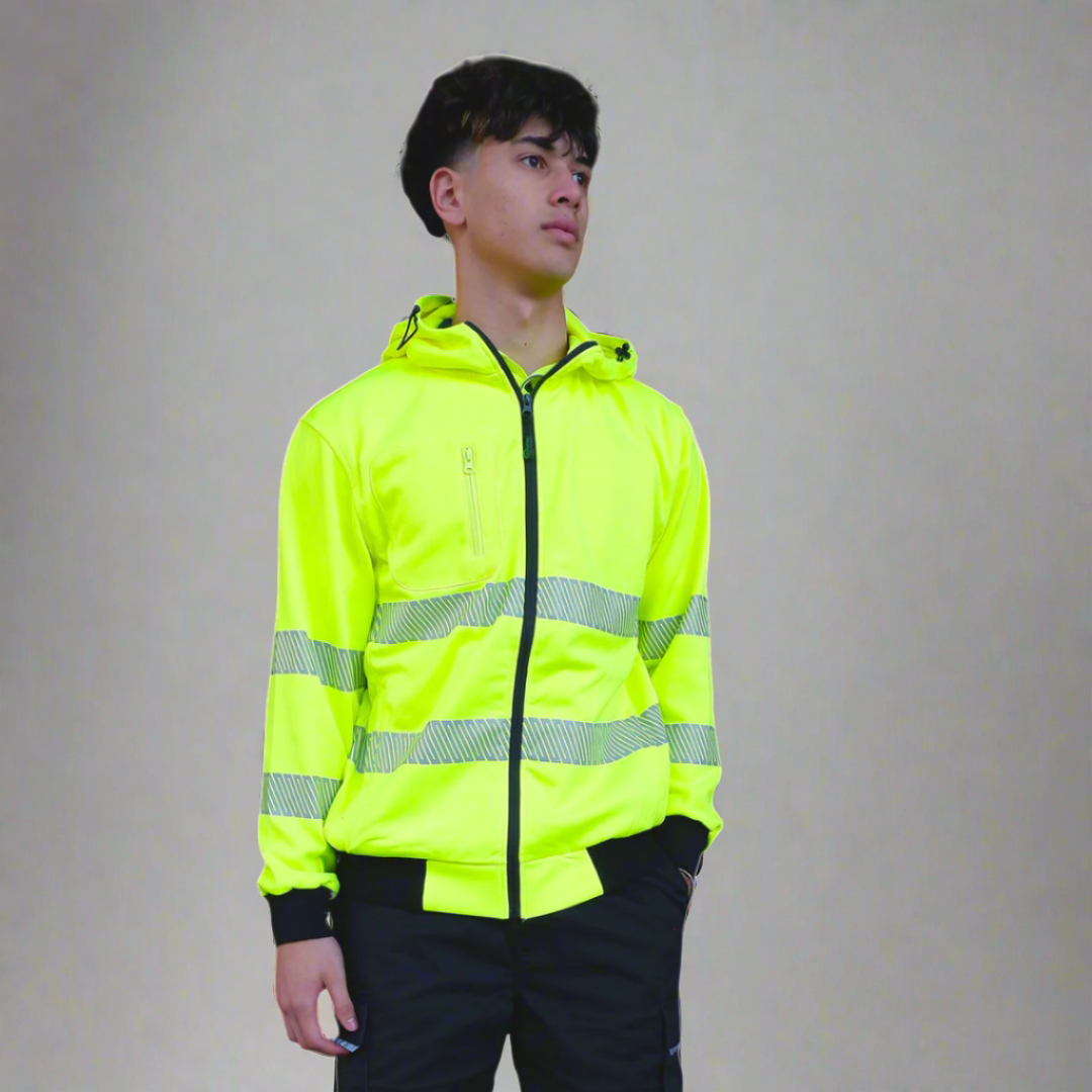 Hi Vis Recycled Zipped Hoodie - LUCK•E